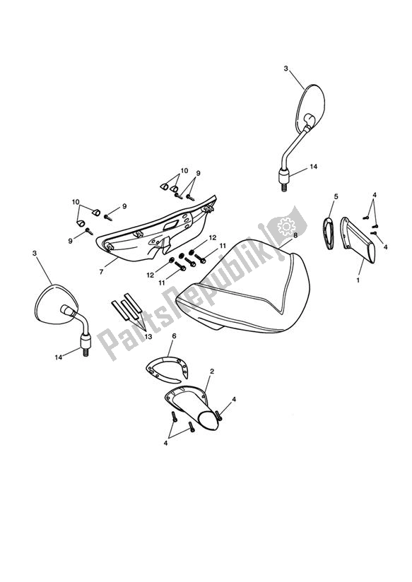 All parts for the Bodywork - Cockpit And Mirrors of the Triumph Speed Four 600 2002 - 2005