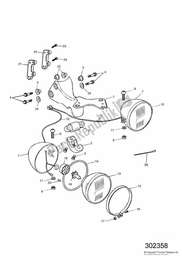 Alle onderdelen voor de Koplamp Montage van de Triumph Speed Four 600 2002 - 2005