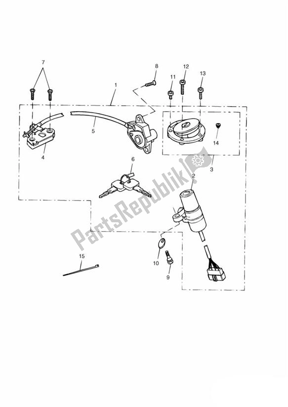 All parts for the Ignition Switch & Lock Set of the Triumph Speed Four 600 2002 - 2005