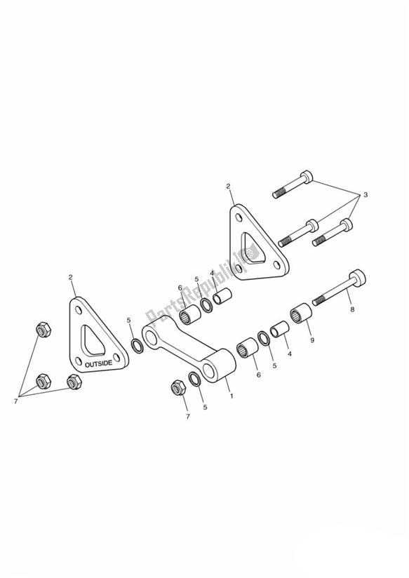Alle onderdelen voor de Achterwielophanging van de Triumph Speed Four 600 2002 - 2005