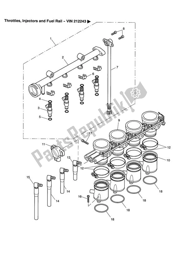 Tutte le parti per il Throttles/injectors And Fuel Rail Vin 211243 > del Triumph Speed Four 600 2002 - 2005