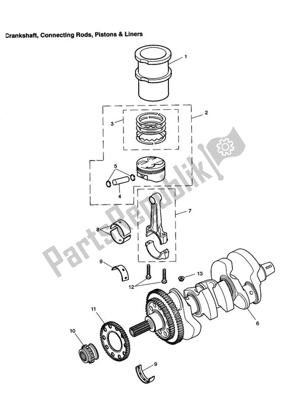 Todas las partes para Crankshaft/conn Rod/pistons And Liners de Triumph Speed Triple VIN: 141872-210444 955 2002 - 2004