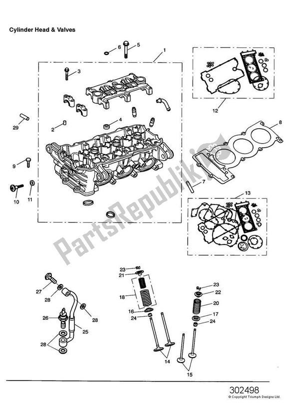 Toutes les pièces pour le Culasse Et Soupapes du Triumph Speed Triple VIN: 141872-210444 955 2002 - 2004