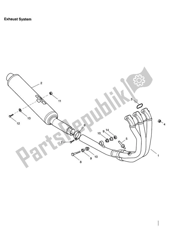 Wszystkie części do System Wydechowy Triumph Speed Triple VIN: 141872-210444 955 2002 - 2004