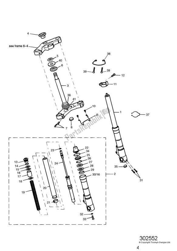 All parts for the Front Forks And Yokes of the Triumph Speed Triple VIN: 141872-210444 955 2002 - 2004