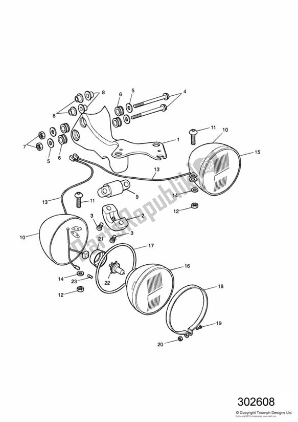 Todas as partes de Conjunto De Farol do Triumph Speed Triple VIN: 141872-210444 955 2002 - 2004