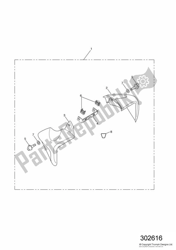 Wszystkie części do Radiator Cowls De,nz & Uk 186151 > Triumph Speed Triple VIN: 141872-210444 955 2002 - 2004