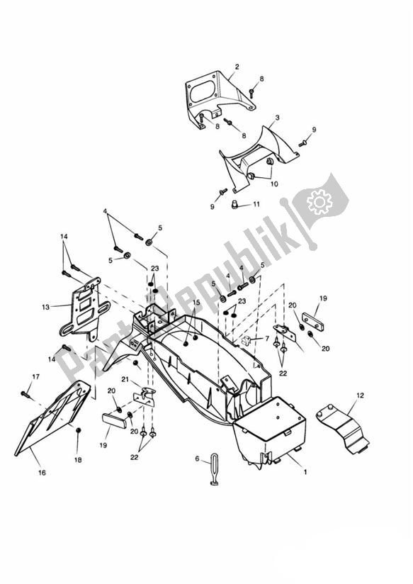 Todas las partes para Guardabarros Trasero Y Caja De Batería de Triumph Speed Triple VIN: 141872-210444 955 2002 - 2004