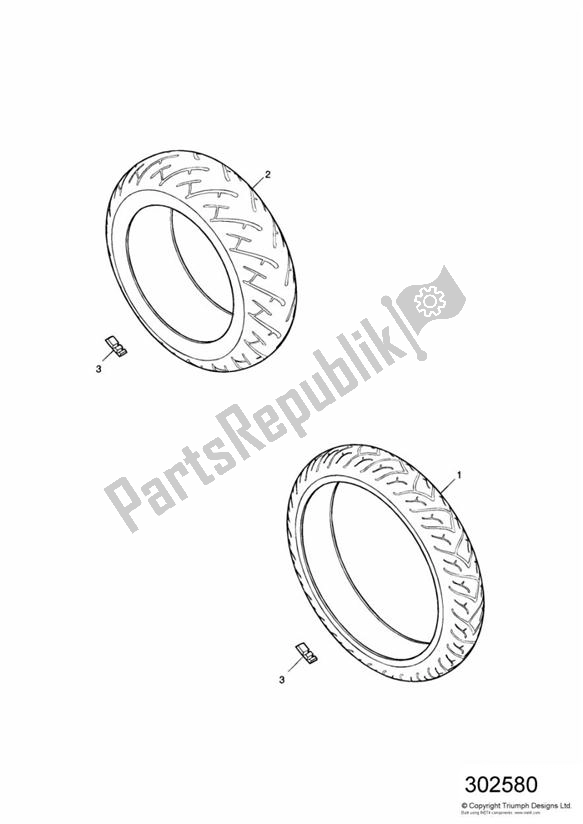 Wszystkie części do Tyres/inner Tube Triumph Speed Triple VIN: 141872-210444 955 2002 - 2004