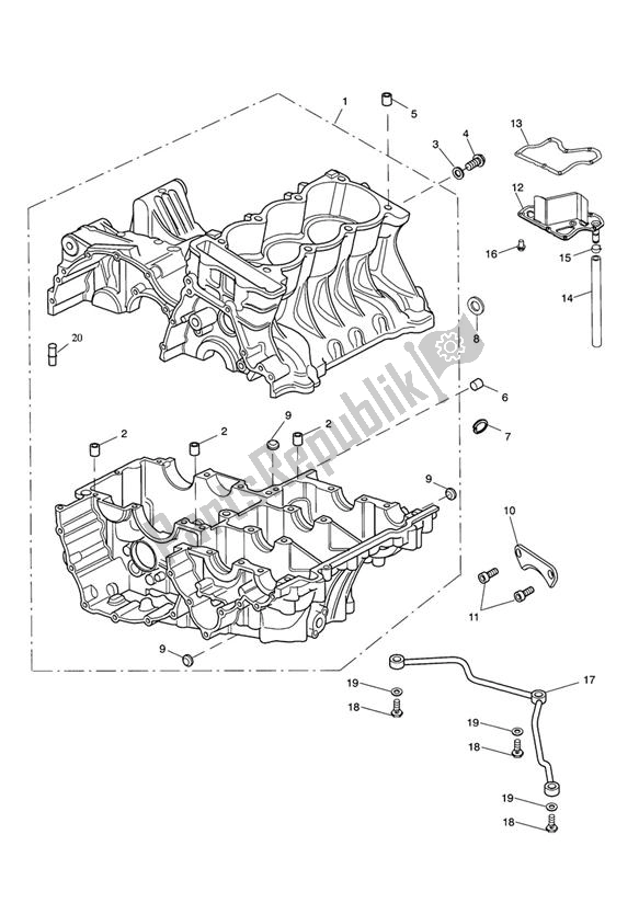 All parts for the Crankcase & Fittings of the Triumph Speed Triple VIN: 210445-461331 1050 2005 - 2010