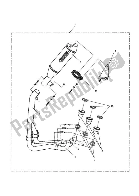 All parts for the Exhaust Sys Assy, Arrow Race 3:1 of the Triumph Speed Triple VIN: 210445-461331 1050 2005 - 2010