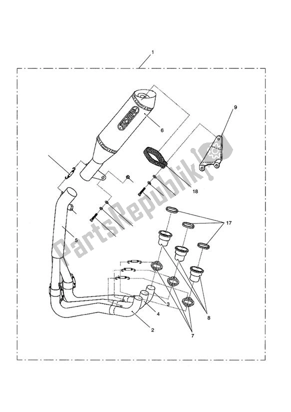 All parts for the Exhaust Sys Assy, Arrow Race 3:1 of the Triumph Speed Triple VIN: 210445-461331 1050 2005 - 2010