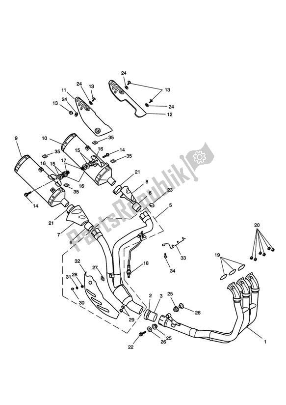 All parts for the Exhaust System 281466>333178 All Mkts Expt Au, Nz & Za of the Triumph Speed Triple VIN: 210445-461331 1050 2005 - 2010