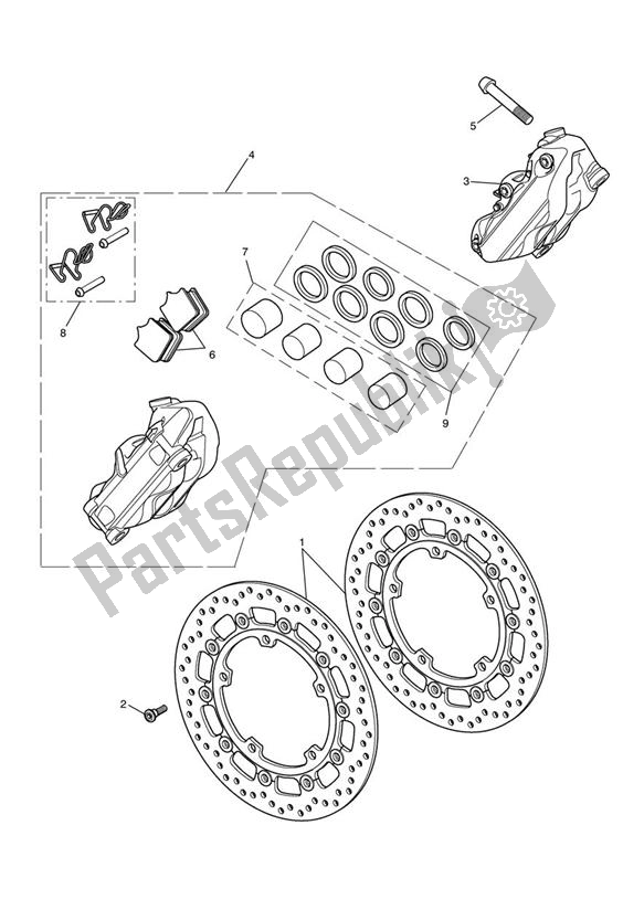All parts for the Front Brake Caliper & Discs - 333179 > of the Triumph Speed Triple VIN: 210445-461331 1050 2005 - 2010