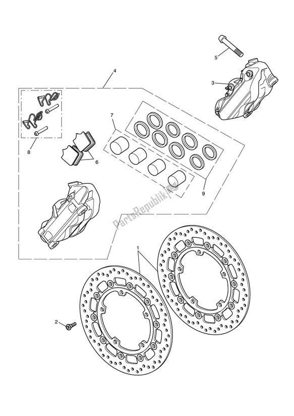 All parts for the Front Brake Caliper & Discs - 333179 > of the Triumph Speed Triple VIN: 210445-461331 1050 2005 - 2010