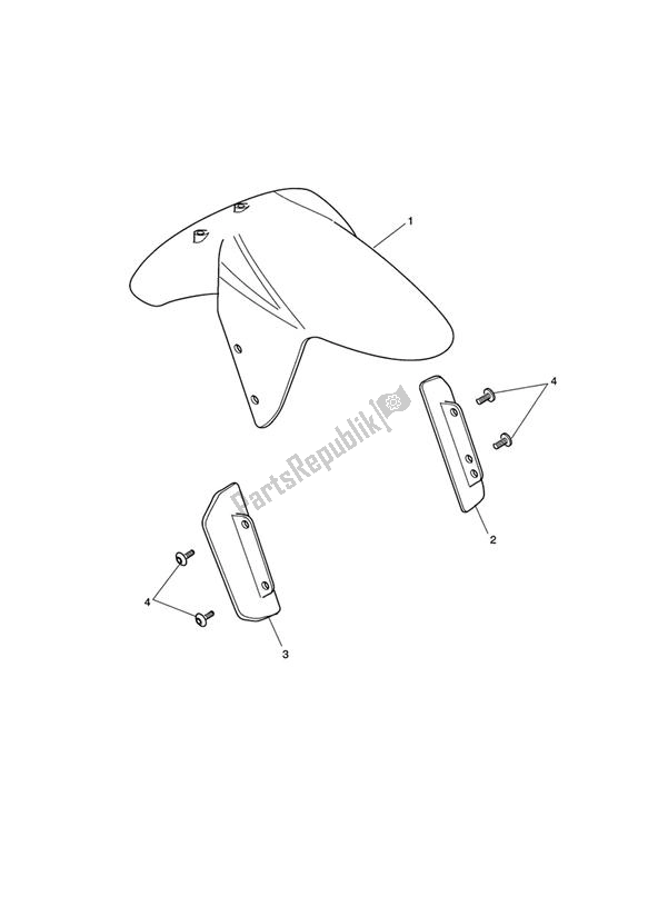 All parts for the Front Mudguard of the Triumph Speed Triple VIN: 210445-461331 1050 2005 - 2010