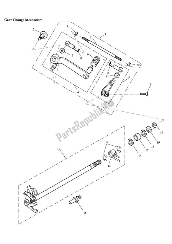 All parts for the Gear Change Mechanism of the Triumph Speed Triple VIN: 210445-461331 1050 2005 - 2010