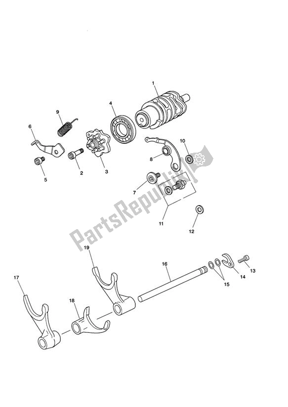 All parts for the Gear Selector Drum - Eng No 340170 > of the Triumph Speed Triple VIN: 210445-461331 1050 2005 - 2010