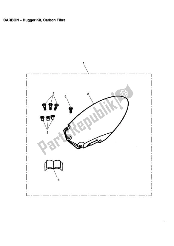 All parts for the Hugger Kit, Carbon Fibre of the Triumph Speed Triple VIN: 210445-461331 1050 2005 - 2010