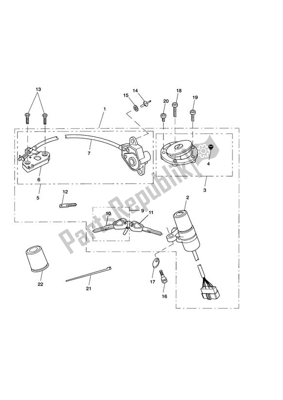 All parts for the Ignition Switch & Lock Set - 333179 > of the Triumph Speed Triple VIN: 210445-461331 1050 2005 - 2010