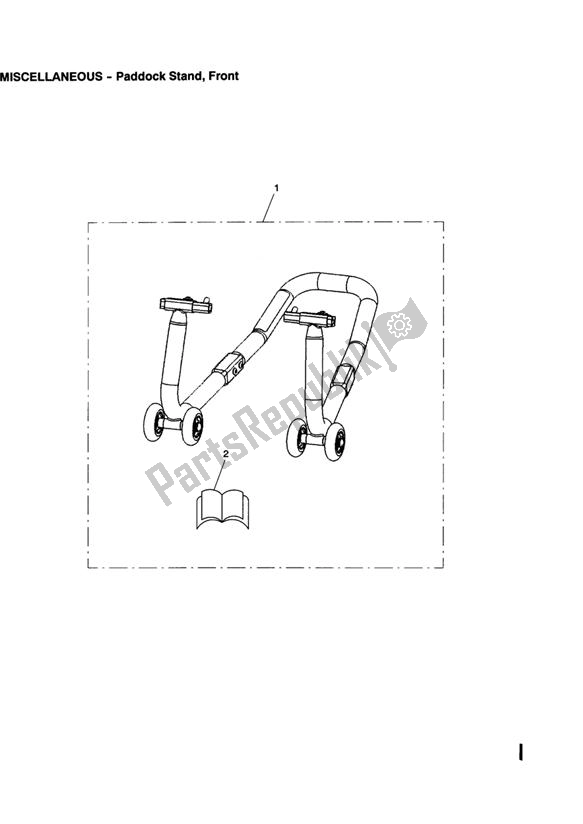 All parts for the Paddock Stand, Front of the Triumph Speed Triple VIN: 210445-461331 1050 2005 - 2010