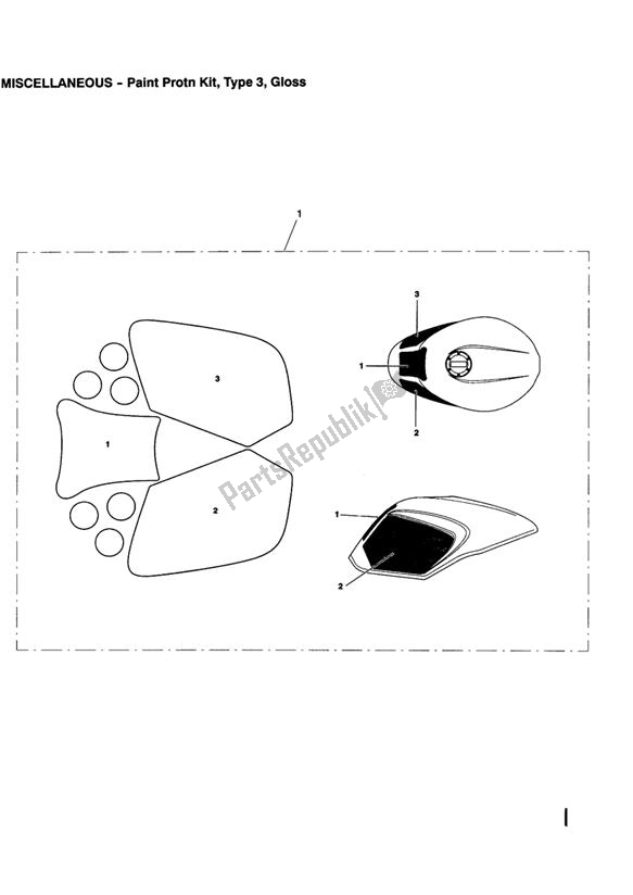 All parts for the Pnt Protn Kit, Type 3, Gloss of the Triumph Speed Triple VIN: 210445-461331 1050 2005 - 2010