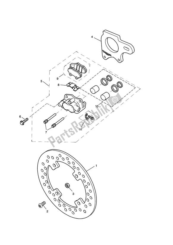 All parts for the Rear Brake & Disc of the Triumph Speed Triple VIN: 210445-461331 1050 2005 - 2010