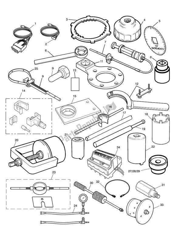 All parts for the Service Tools of the Triumph Speed Triple VIN: 210445-461331 1050 2005 - 2010