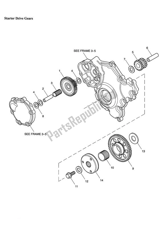 All parts for the Starter Drive Gears of the Triumph Speed Triple VIN: 210445-461331 1050 2005 - 2010