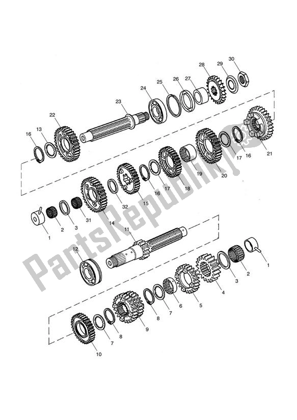 All parts for the Transmission of the Triumph Speed Triple VIN: 210445-461331 1050 2005 - 2010