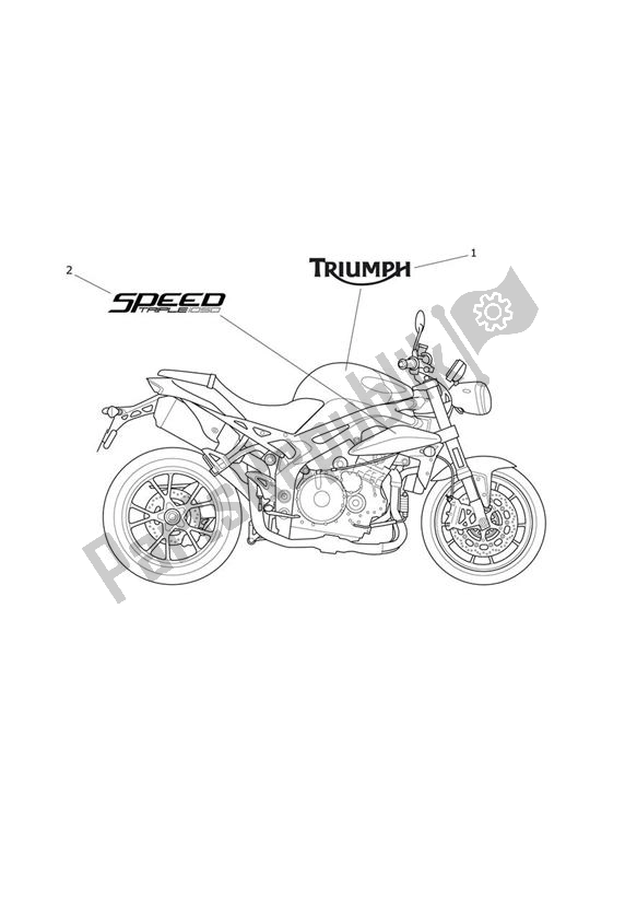 Alle onderdelen voor de Carrosserie - Emblemen van de Triumph Speed Triple VIN: 461332-735437 1050 2011 - 2016