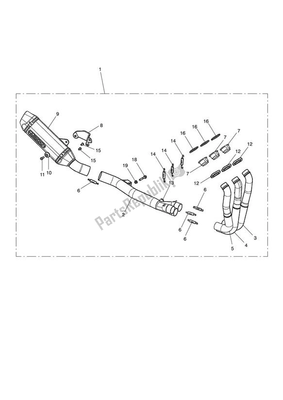 All parts for the Exhaust System, Arrow, 3 Into 1 of the Triumph Speed Triple VIN: 461332-735437 1050 2011 - 2016