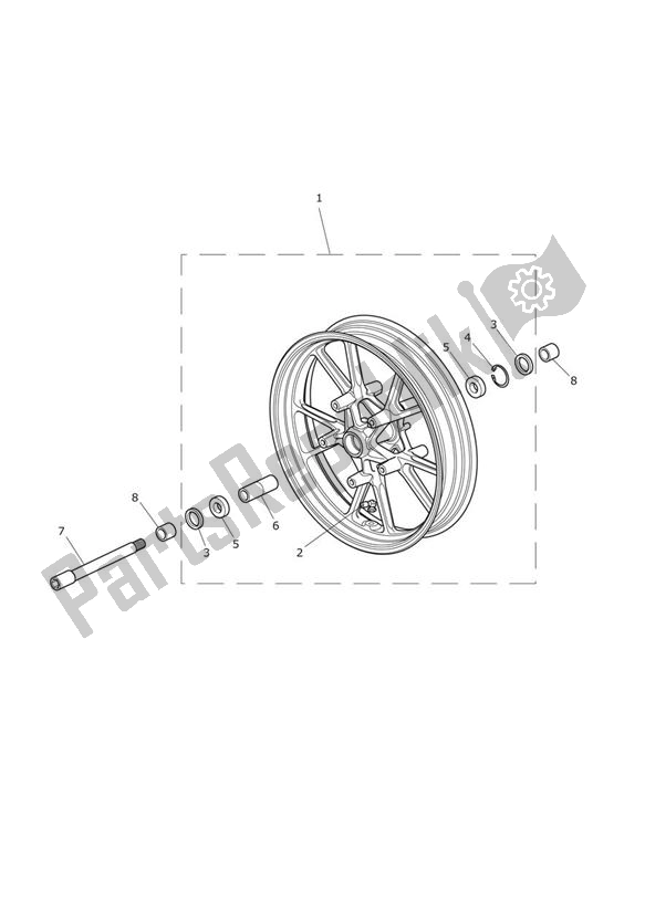 Alle onderdelen voor de Voorwiel van de Triumph Speed Triple VIN: 461332-735437 1050 2011 - 2016