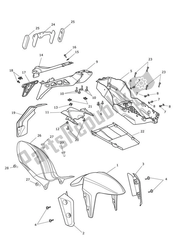 Tutte le parti per il Parafanghi del Triumph Speed Triple VIN: 461332-735437 1050 2011 - 2016