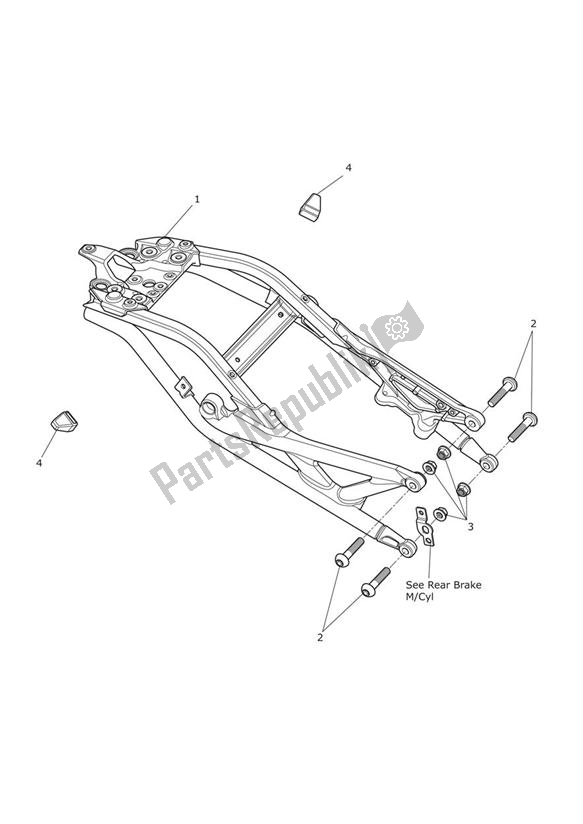 All parts for the Rear Sub-frame & Fittings of the Triumph Speed Triple VIN: 461332-735437 1050 2011 - 2016