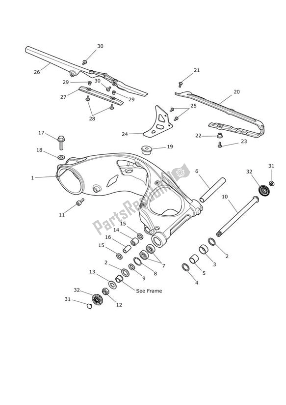 Toutes les pièces pour le Bras Oscillant Arrière du Triumph Speed Triple VIN: 461332-735437 1050 2011 - 2016