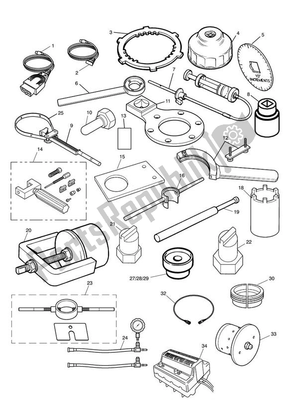 Alle onderdelen voor de Servicetools van de Triumph Speed Triple VIN: 461332-735437 1050 2011 - 2016