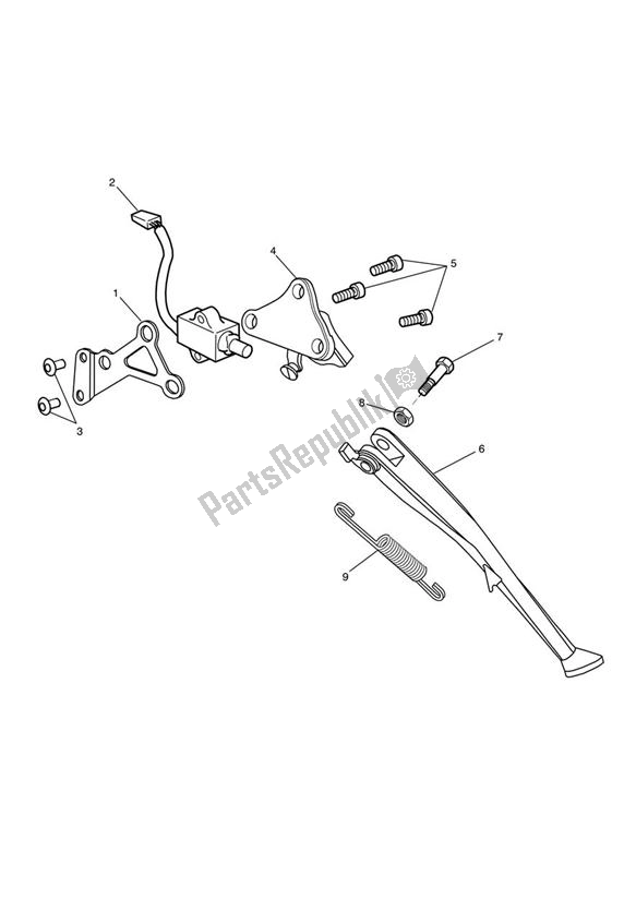 Tutte le parti per il Cavalletto Laterale del Triumph Speed Triple VIN: 461332-735437 1050 2011 - 2016