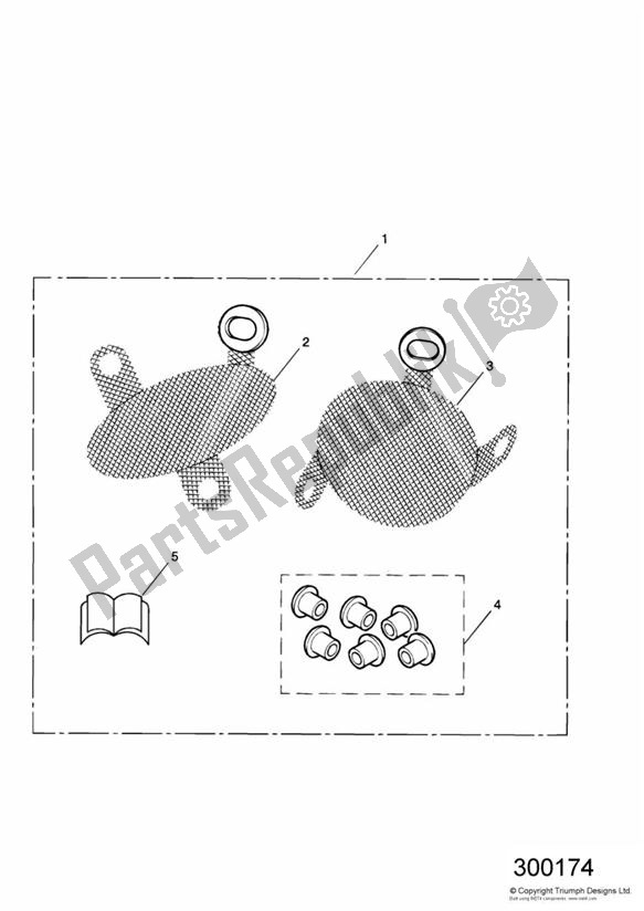 All parts for the Air Scoop Grill Kit of the Triumph Speed Triple 885 / 955 EFI VIN: > 141871 1997 - 2001