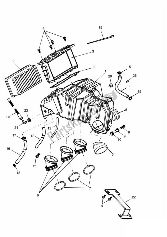 All parts for the Airbox of the Triumph Speed Triple 885 / 955 EFI VIN: > 141871 1997 - 2001