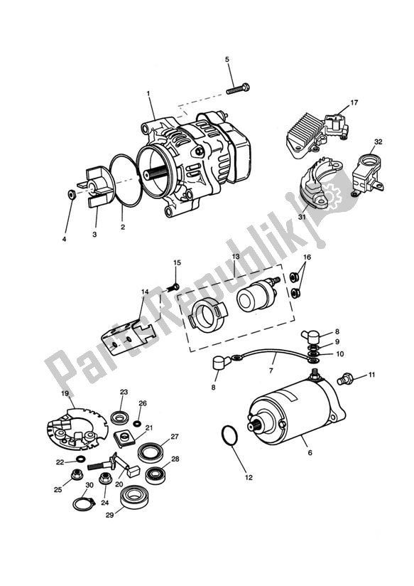 Toutes les pièces pour le Alternator/starter du Triumph Speed Triple 885 / 955 EFI VIN: > 141871 1997 - 2001