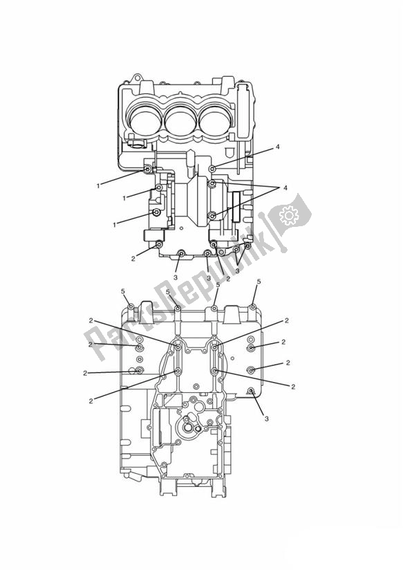 All parts for the Crankcase Fixings of the Triumph Speed Triple 885 / 955 EFI VIN: > 141871 1997 - 2001