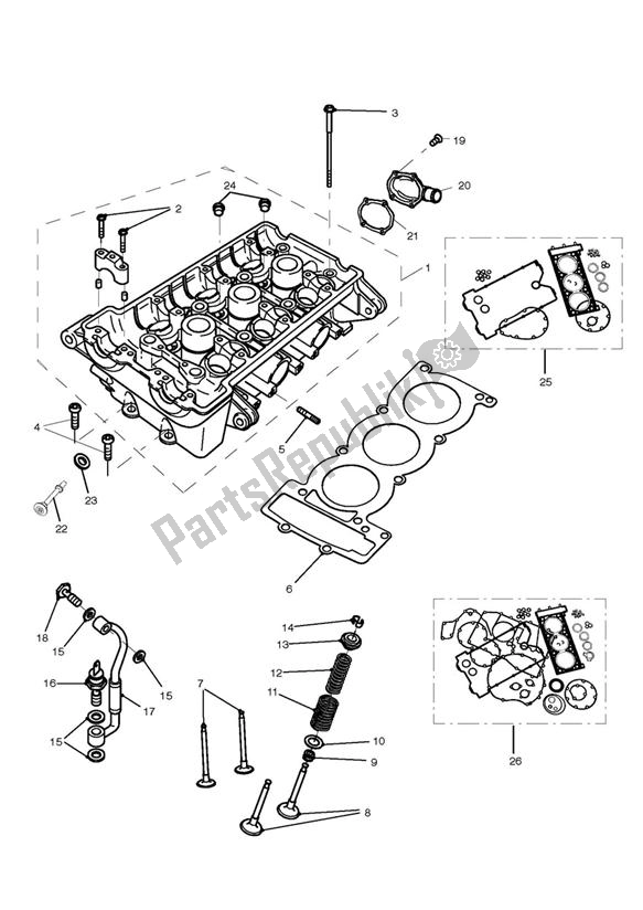 All parts for the Cylinder Head And Valves of the Triumph Speed Triple 885 / 955 EFI VIN: > 141871 1997 - 2001