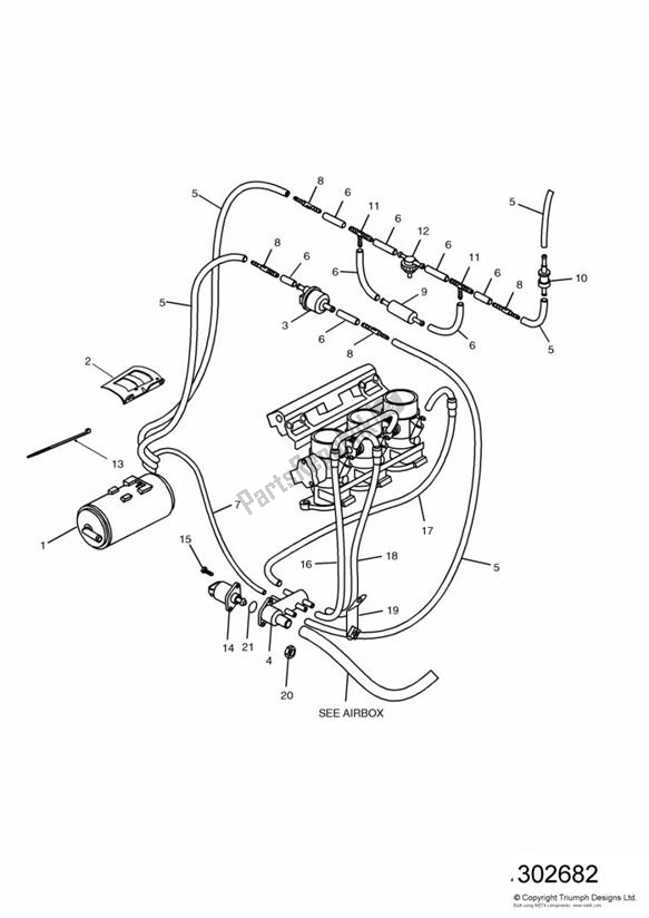 Tutte le parti per il Evaporative Loss Equipment 885cc Engine del Triumph Speed Triple 885 / 955 EFI VIN: > 141871 1997 - 2001