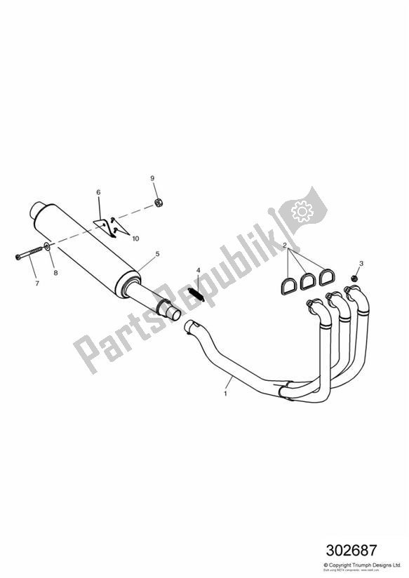 Alle onderdelen voor de Exhaust System 955cc Engine van de Triumph Speed Triple 885 / 955 EFI VIN: > 141871 1997 - 2001