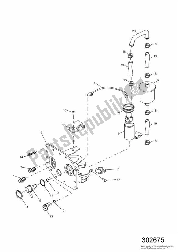 Alle onderdelen voor de Fuel Pump And Filter 72717 > van de Triumph Speed Triple 885 / 955 EFI VIN: > 141871 1997 - 2001