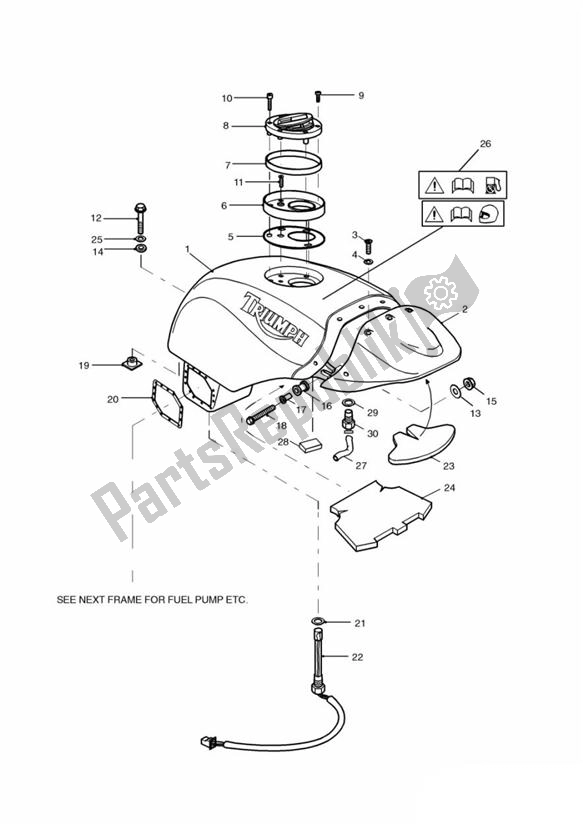 Alle onderdelen voor de Brandstoftank, Brandstofpomp En Fittingen van de Triumph Speed Triple 885 / 955 EFI VIN: > 141871 1997 - 2001