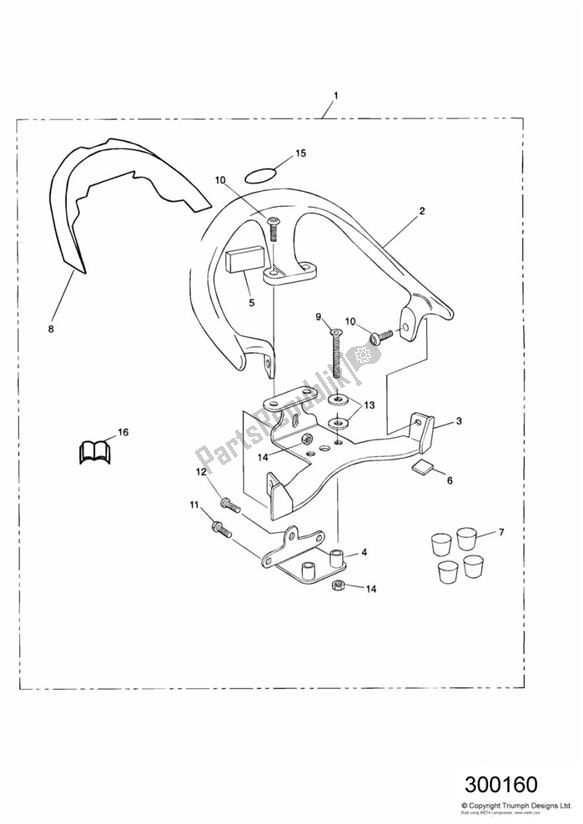 All parts for the Grab Rail of the Triumph Speed Triple 885 / 955 EFI VIN: > 141871 1997 - 2001