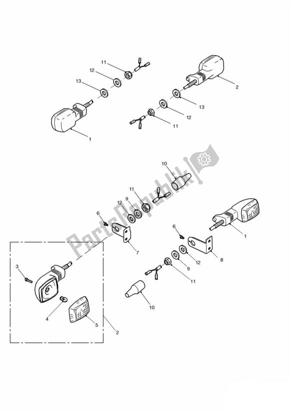 Alle onderdelen voor de Indicatoren van de Triumph Speed Triple 885 / 955 EFI VIN: > 141871 1997 - 2001