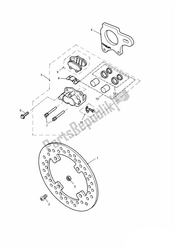 Alle onderdelen voor de Rear Brake Disc And Caliper van de Triumph Speed Triple 885 / 955 EFI VIN: > 141871 1997 - 2001